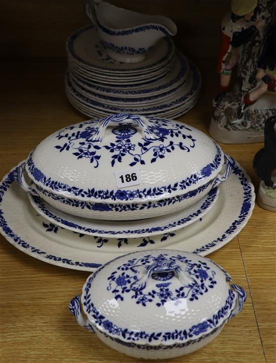 A Minton blue and white Cower pattern dinner service